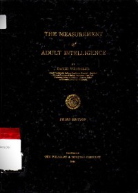 The Measurement of Adult Intelligence 3'rd Ed.